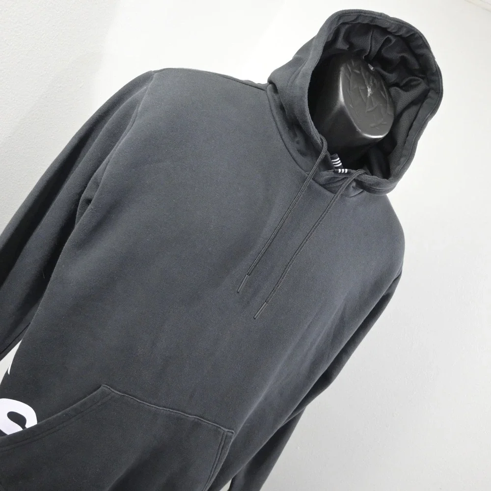 Adidas Big Logo Hoodie Mens Small Oversized Fit Black Pullover Big Graphic